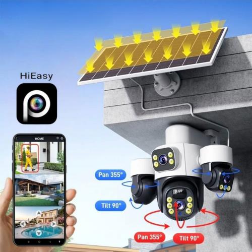 INOX-X14 4LENS 3.6mm ESİM SOLAR KAMERA 4G  2+2+2+2MP Ses algılama 20Mt Solar Panel+ Dahili Batarya